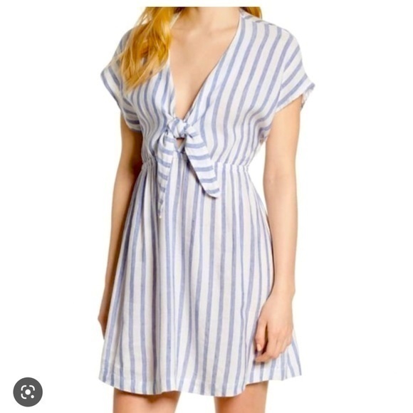 Rails, Tie front, striped mini dress with pockets - Picture 1 of 8